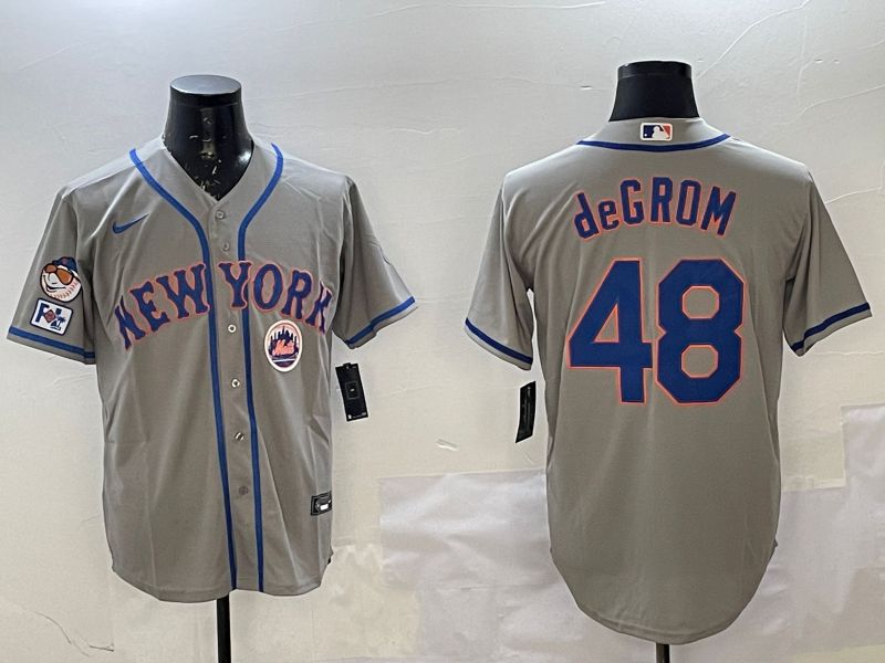 Men New York Mets #48 Degrom Grey Game 2025 Nike MLB Jersey style 4